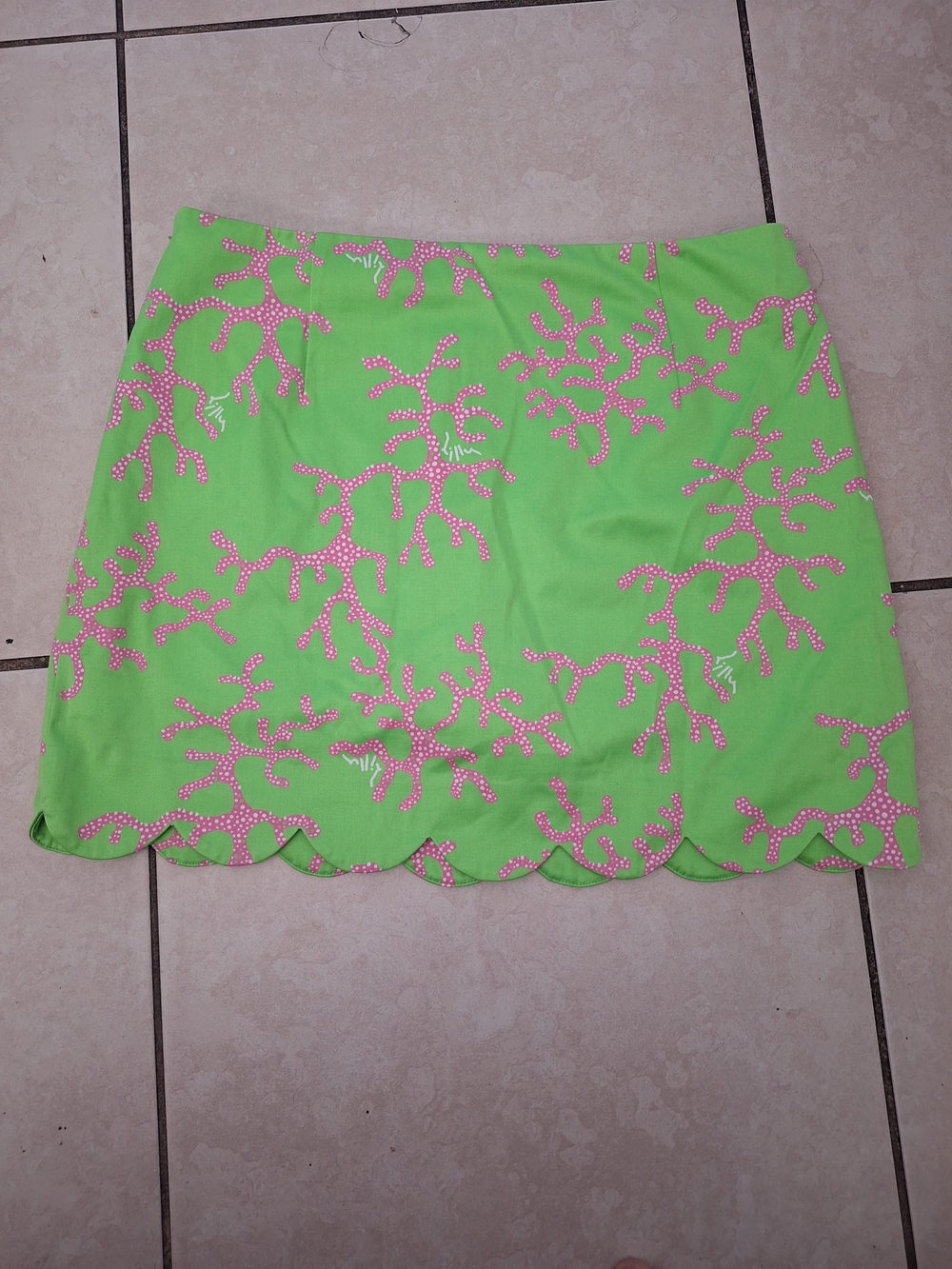 Lilly Pulitzer Lime Green Mini Skirt with Pink Coral Print - Picture 2 of 7
